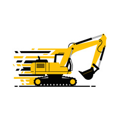 Dynamic Yellow Excavator Machine Speed Motion Graphic Construction Industry
