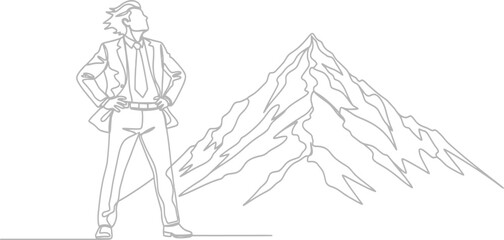Fototapeta premium Confident man standing in front of mountain