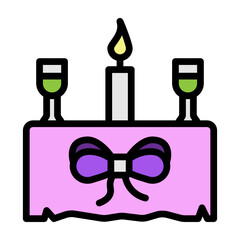 Romantic Dinner Vector Filled Icon Design
