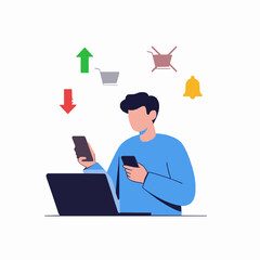  Cryptocurrency trading actions user vector illustration isolated on white background