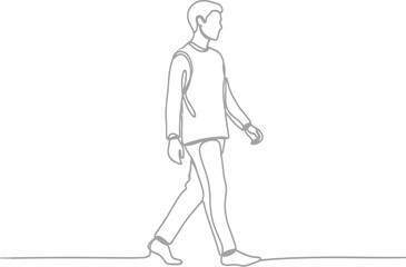 Obraz premium Man walking alone on white background