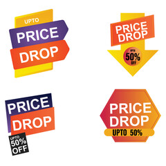 Colorful sale labels and tags set with discount symbols and price badges for promotions