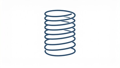 3D blue spiral wireframe coil isolated on white background minimal design