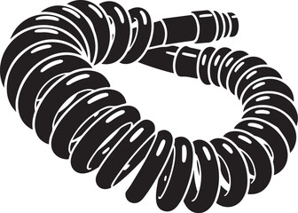 Black and white illustration of a coiled telephone cord