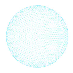 abstract blue digital wireframe sphere isolated on black background. futuristic geometric technology globe with triangular network mesh. global communication connection concept.
