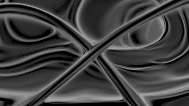 4K footage of abstract black and white fluid wave texture with intersecting lines. generated with AI