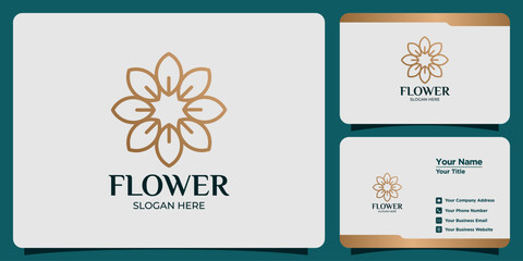 Fototapeta premium Set of simple flower logos and business cards