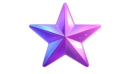Obraz premium A vibrant, five-pointed star icon, rendered in a gradient of purple, violet, and blue hues with highlights, set on a black background