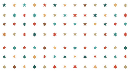 Retro star pattern illustration in muted colors on a white background.