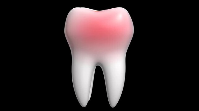 3D Rendered Tooth Showing Pain And Inflammation With Pink Hue On