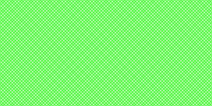Seamless diagonal green and white gingham pattern background.