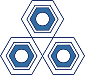Modern blue hexagons in a triangular formation