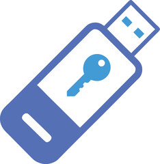 Secure data storage with a key on a blue USB flash drive