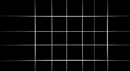 Naklejka premium A clear white grid with wider spacing between lines creates a simple geometric pattern on a pure black background.