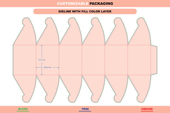 Custom dimensions polygonal boxes hexagonal dieline, folding six-sided carton template, printable packaging layout, and professional box dieline for retail gifts