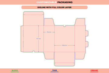 Custom dimensions reverse mortise lock boxes nail buckles dieline, folding carton template, printable packaging layout, and professional box dieline for secure products