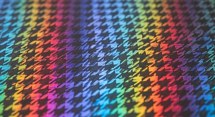 Fototapeta premium A mesmerizing full-frame view of a houndstooth pattern displays a brilliant holographic rainbow effect across its surface.