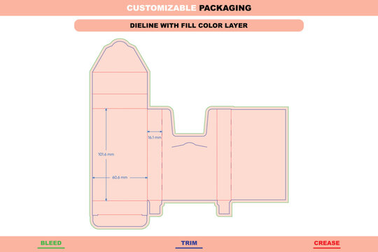 Flip top lock box dieline card box business card packaging template with printable dieline layout, carton folding design, and professional box dieline for card packaging