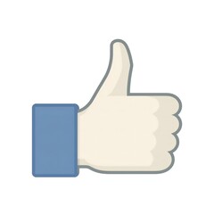 A cartoon hand giving a thumbs up gesture with a blue sleeve on a white background
