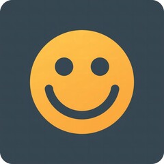A bright yellow smiley face icon on a dark blue background