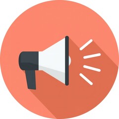 A graphic illustration of a megaphone in a circle with a vibrant orange background