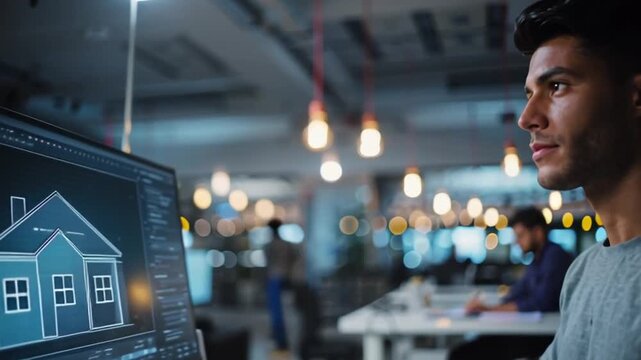 Man Working on Computer Aided Design Project.