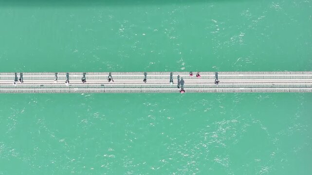 Aerial view of Luding Bridge and Dadu River