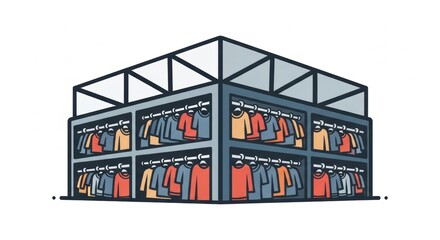 Obraz premium Modern Clothing Store Interior with Racks of Garments