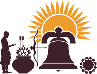 Ram Navami Symbols Set Vector Illustration