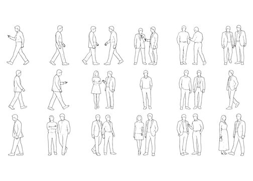 CAD People Vector &ndash; Minimal Human Figure Silhouettes for Architecture Plans and Technical Drawings
