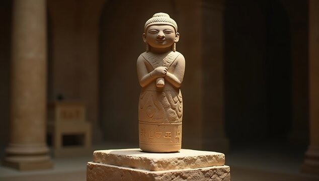 Ancient Indus Valley Civilization Terracotta Sculpture of a Priest King.