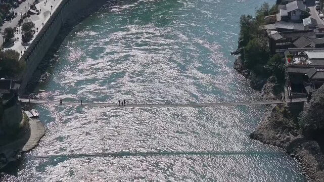 Aerial view of Luding Bridge and Dadu River