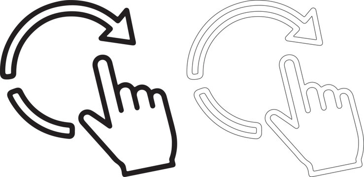 Hand Cursor Refresh Reload Rotate Outline Icon Vector isolated PNG with Transparent Background