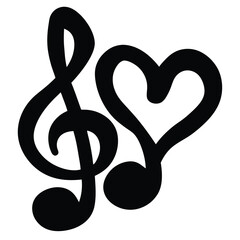 Elegant musical composition featuring a treble clef and a heart note shape