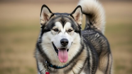 Fototapeta premium Happy Husky Dog Outdoors Smiling.