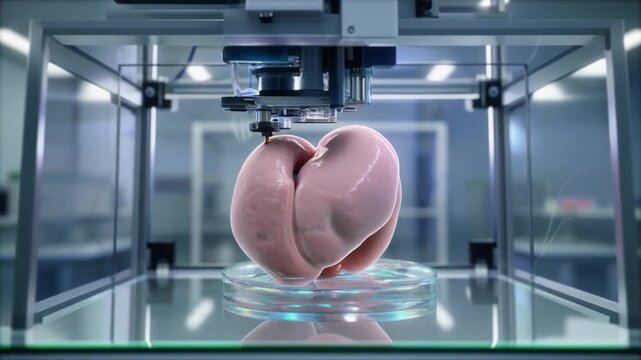 Bioprinter erecting translucent organ scaffold inside a precision chamber