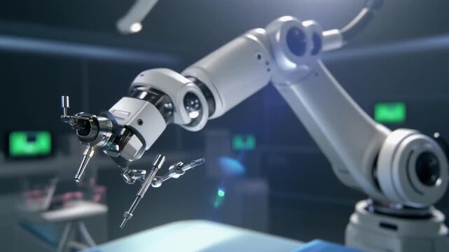 Sophisticated robotic surgical processor architecture manipulating micro precision tools in a high-tech operating room