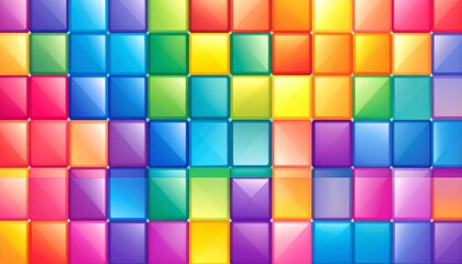 Fototapeta premium Vibrant multicolor geometric mosaic pattern background seamless texture design modern art