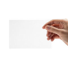 Obraz premium Hand holding a transparent card against a white background isolated on transparent background