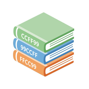 Stack of Colored Books with Codes.