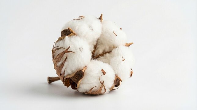 Natural dried cotton boll for floral arrangement and decor on white