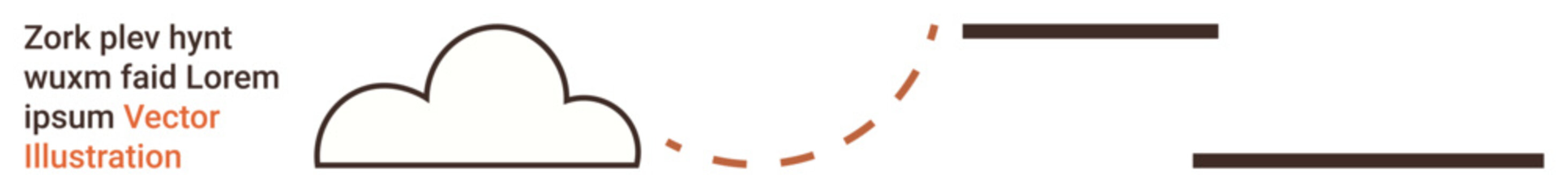 Weather, data transfer, minimalism, journey, connection, simplicity. A minimalist cloud icon with a dashed arrow and parallel lines. Weather and data transfer conceptual design