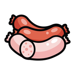 Two Sausages One Cut Open.