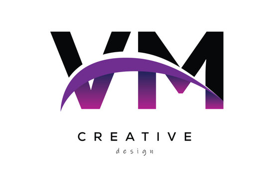 VM Creative Abstract logo design featuring intertwined letters in gradient purple.
