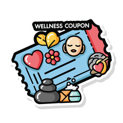 Wellness Coupon with Spa Elements and Heart.