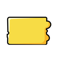 Yellow Ticket Stub with Tear Edge.