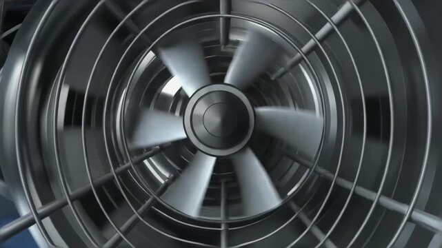 3d render Industrial Fan System closeup in a Modern Facility