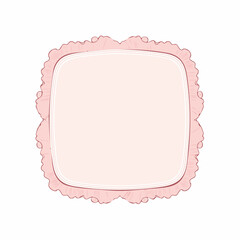 Curvy rectangular outlines with ruffled trim in feminine hue. 