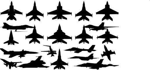 Obraz premium Supersonic Air Force Interceptor Silhouette Top View/Side View.