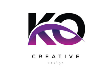 Obraz premium KO Creative Abstract logo design featuring intertwined letters in gradient purple.
